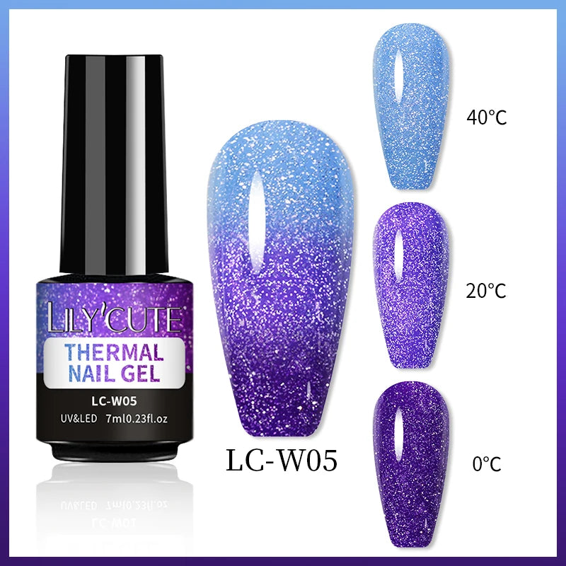 LILYCUTE 7ML Thermal Gel Nail Polish - Ultra-Thin Temperature Color Changing UV Gel