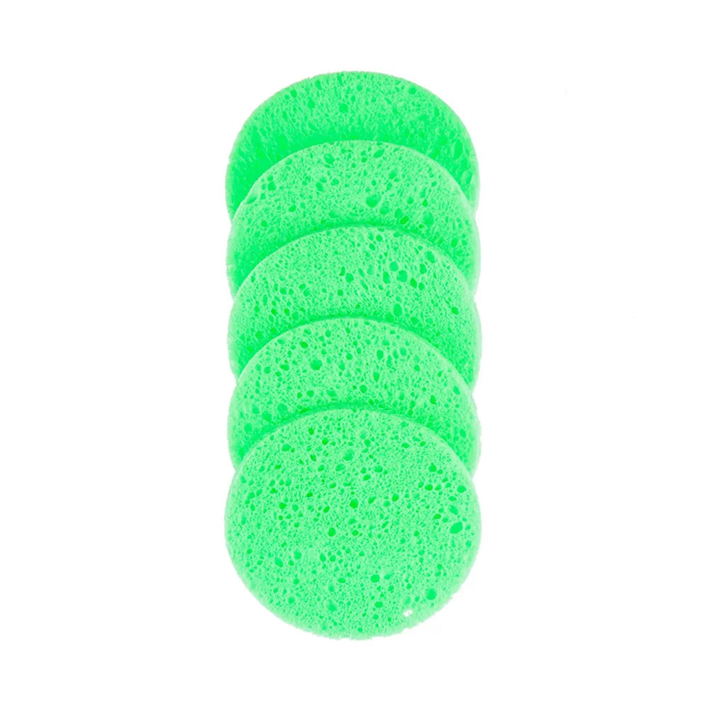 Natural Wood Pulp Makeup Remover Sponge - 5 or 10 Piece Round Facial Cleansing Puff Set