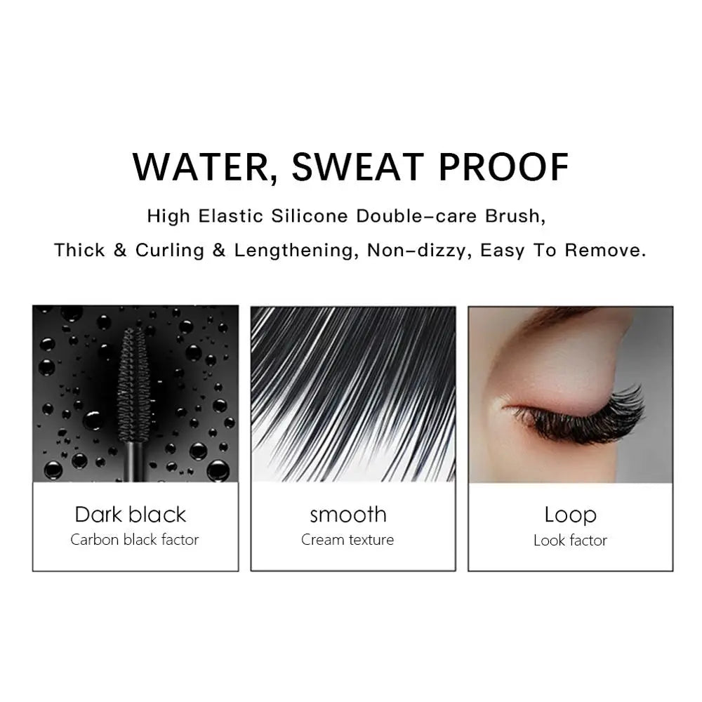 QIBEST Waterproof Mascara Black - 4D Eyelash Curling Thick Silk Fiber Volume