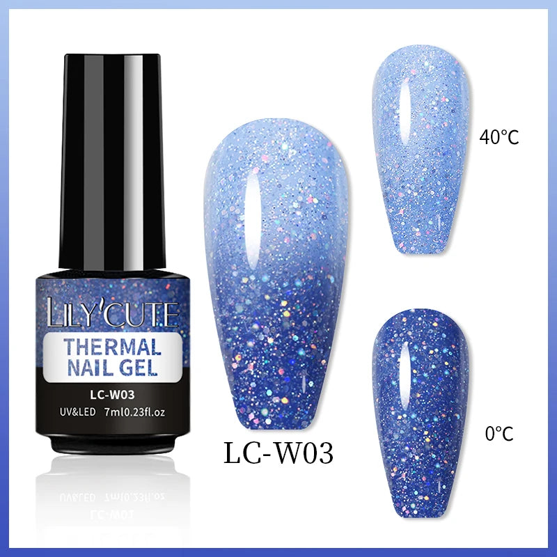 LILYCUTE 7ML Thermal Gel Nail Polish - Ultra-Thin Temperature Color Changing UV Gel