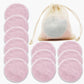 Reusable Bamboo Makeup Remover Pads - 12 Piece Washable Rounds Cleansing Facial Cotton