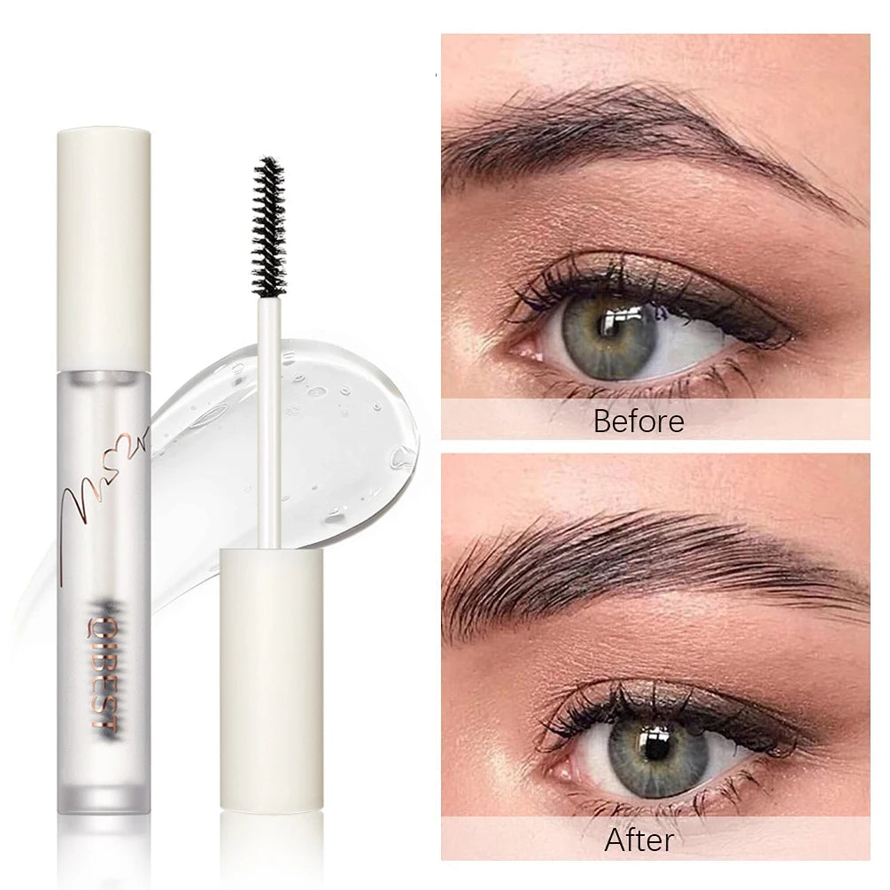 QIBEST Eyebrow Gel Transparent Brows Wax - Waterproof Long-Lasting with 3D Brush