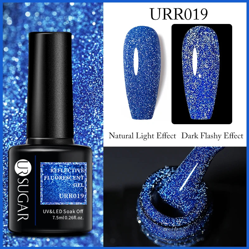 UR SUGAR 7.5ml Reflective Glitter Gel - Pink Sequins Nail Polish Semi-Permanent