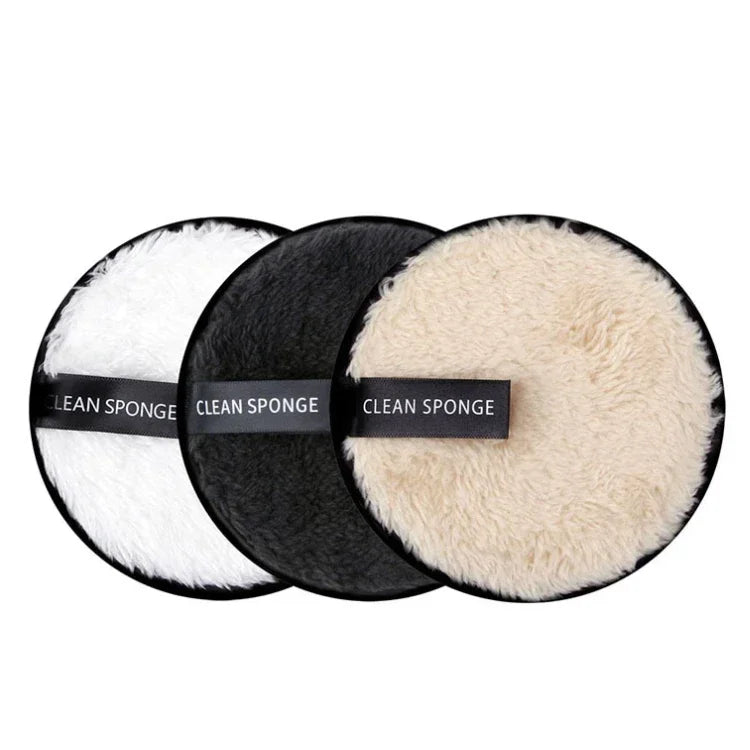 3 Piece Reusable Makeup Remover Pads - Microfiber Washable Face Cleansing Sponge