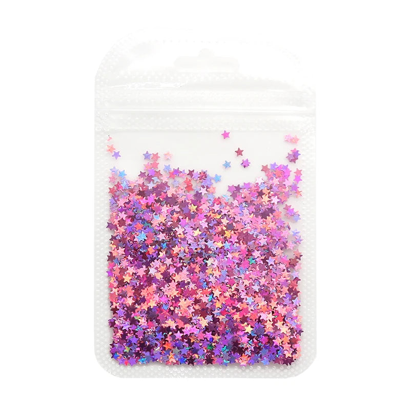 Holographic Nail Art Glitter - 2g Laser Star & Butterfly Sequins Flakes