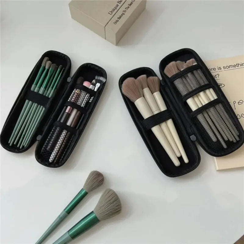 Waterproof Black Makeup Brush Case - Double Zipper Travel Holder