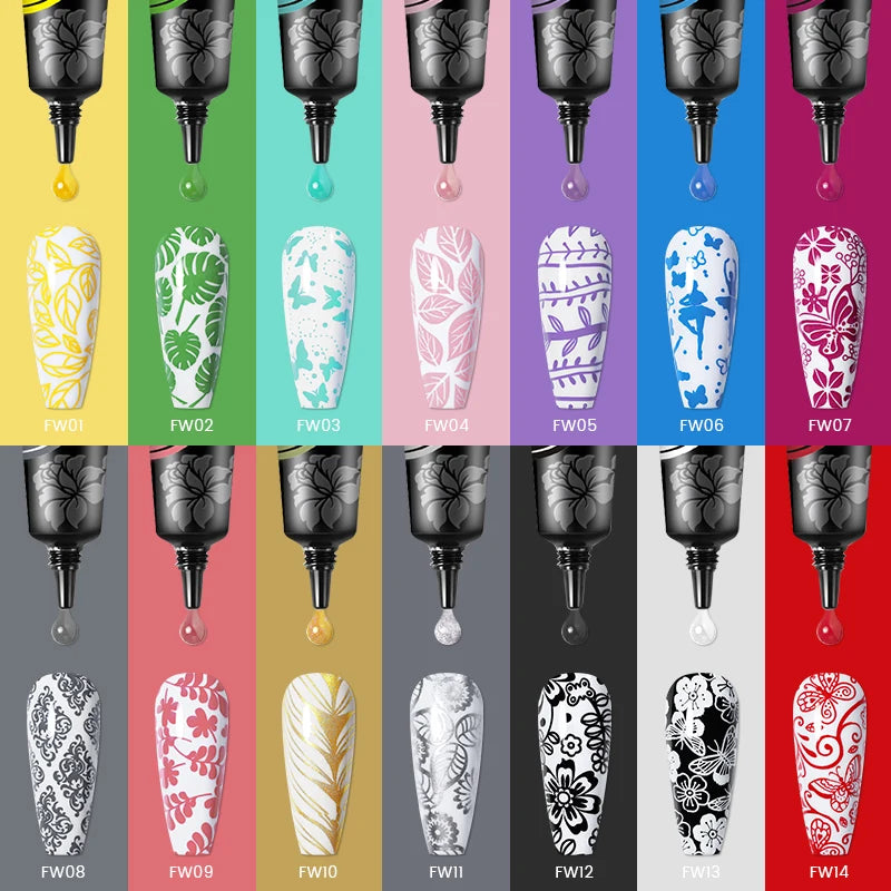 BORN PRETTY 8ml Stamping Gel Polish - Black White Gold Silver Nail Printing Gel