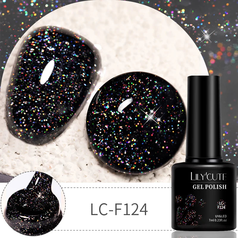LILYCUTE 7ml 9D Cat Magnetic Gel Nail Polish - Iridescent Semi Permanent UV LED Gel Varnish