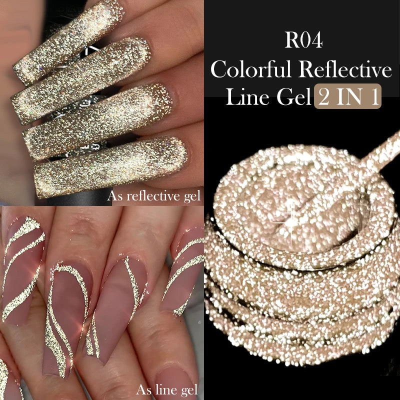 LILYCUTE 5ML Reflective Glitter Liner Gel - Champagne Sparkling Lines Painting Gel