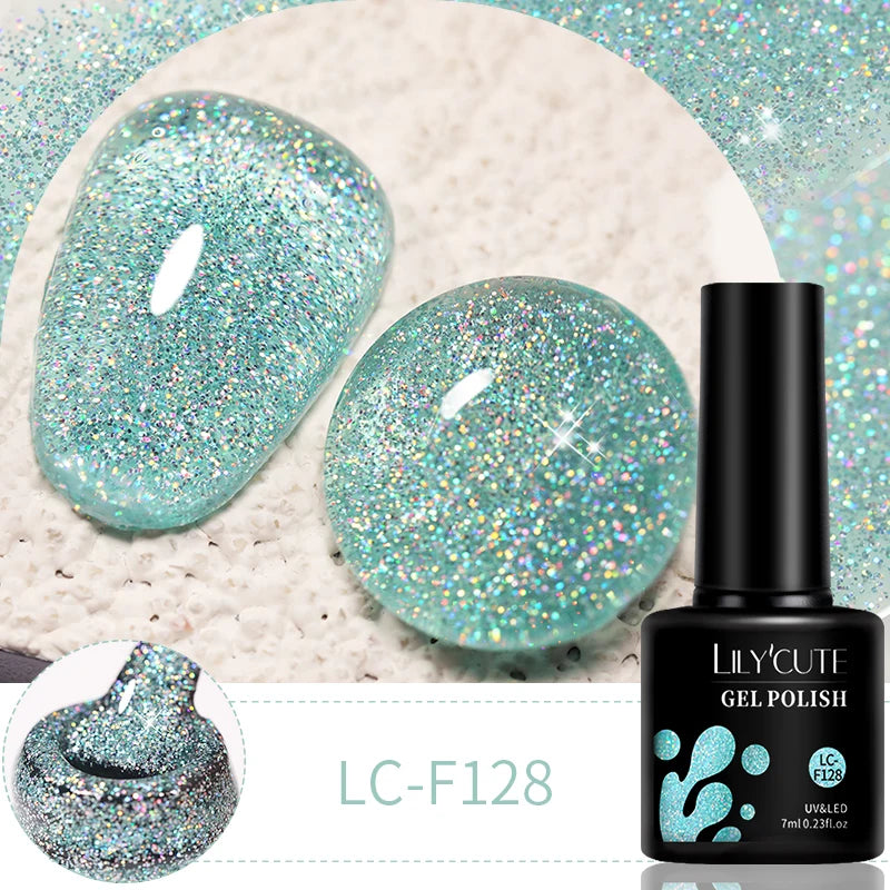 LILYCUTE 7ml 9D Cat Magnetic Gel Nail Polish - Iridescent Semi Permanent UV LED Gel Varnish