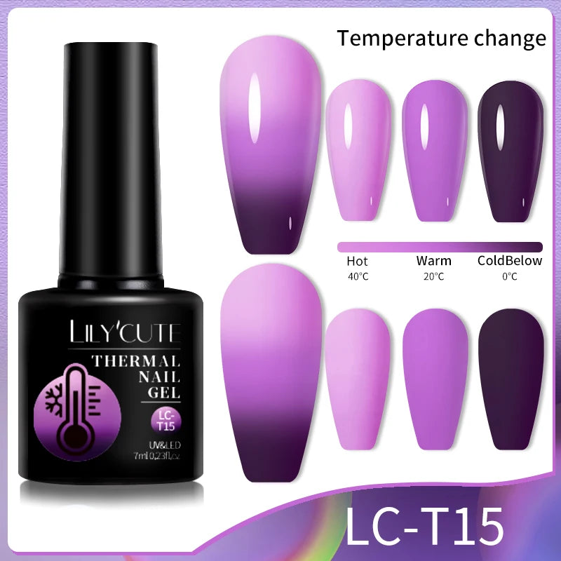 LILYCUTE 7ML Thermal Gel Nail Polish - Ultra-Thin Temperature Color Changing UV Gel