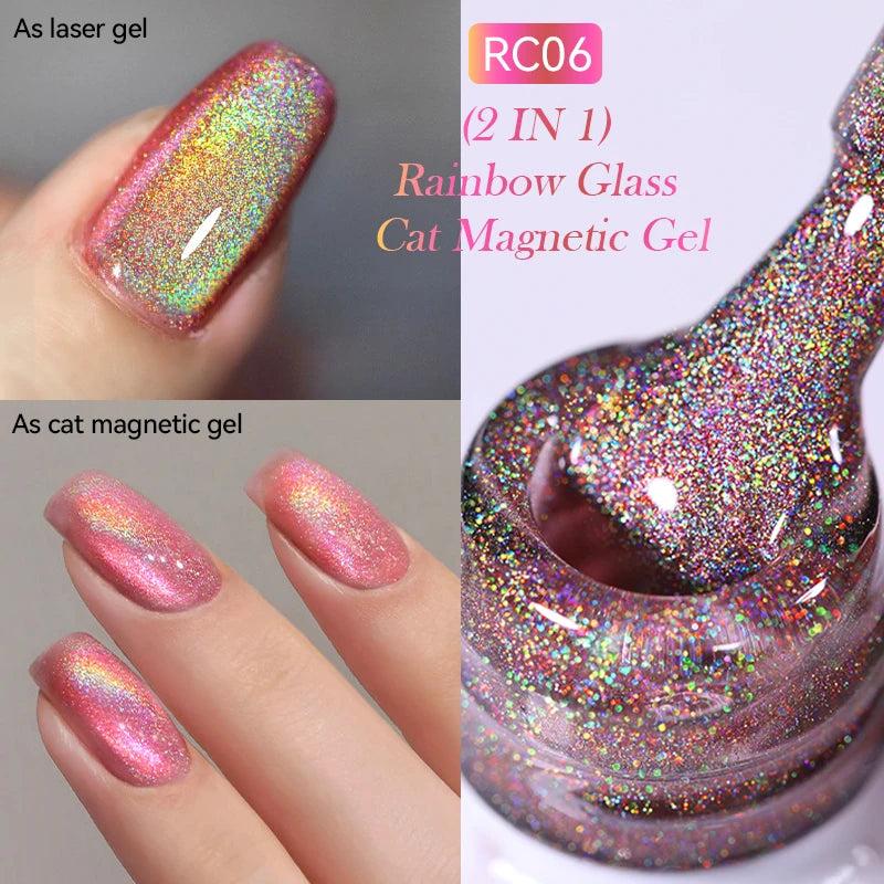 LILYCUTE 7ml 9D Cat Magnetic Gel Nail Polish - Iridescent Semi Permanent UV LED Gel Varnish