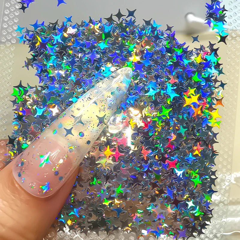 Holographic Nail Art Glitter - 2g Laser Star & Butterfly Sequins Flakes