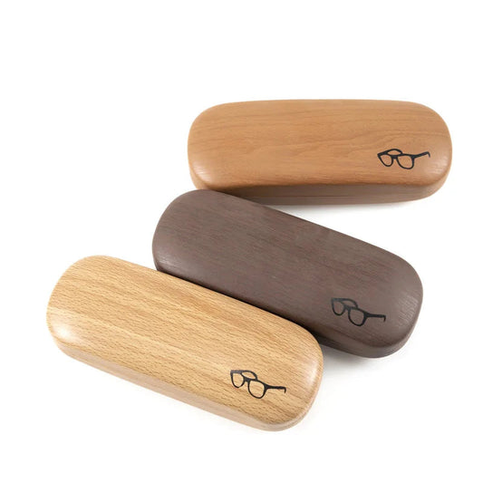 Wood Grain Hard Glasses Case - Portable Eyeglass Storage Box for Men and Women