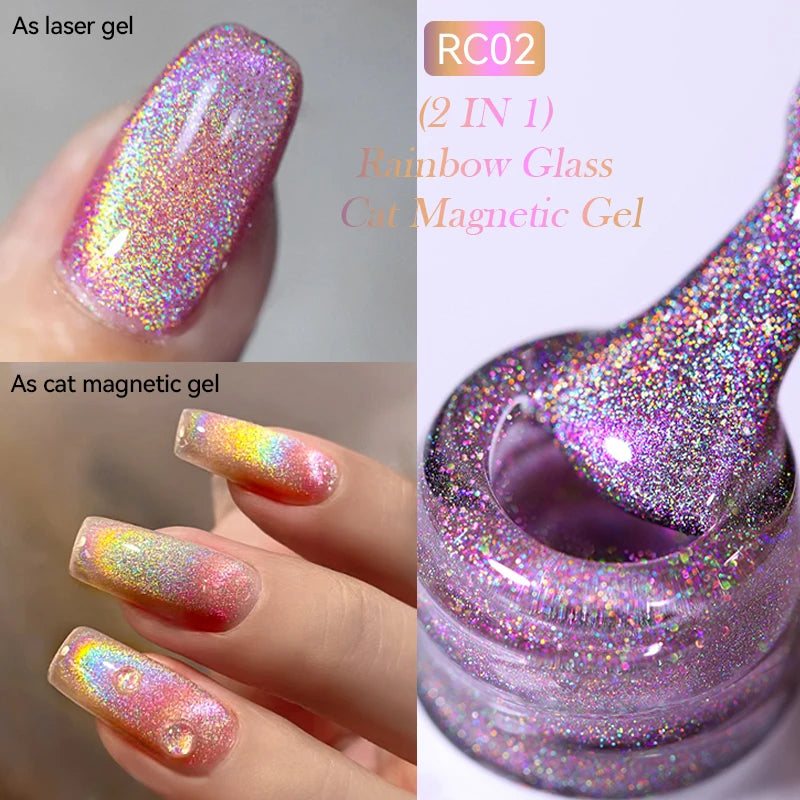 LILYCUTE 7ml 9D Cat Magnetic Gel Nail Polish - Iridescent Semi Permanent UV LED Gel Varnish