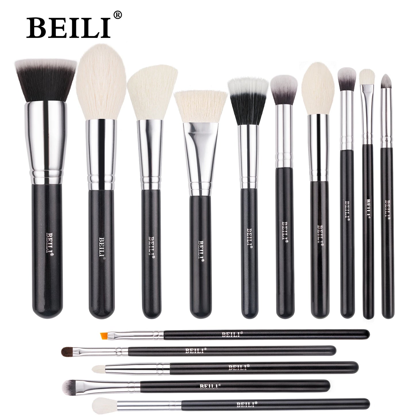 BEILI Black Makeup Brush Set - 30 Piece Professional Natural Goat Fiber Hair Set