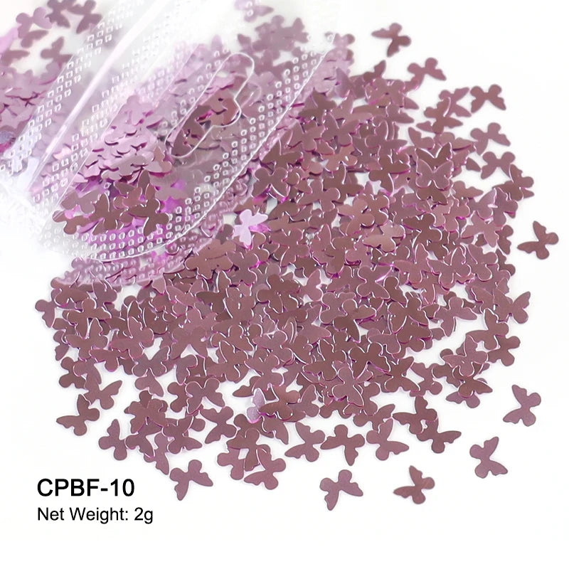 Holographic Nail Art Glitter - 2g Laser Star & Butterfly Sequins Flakes