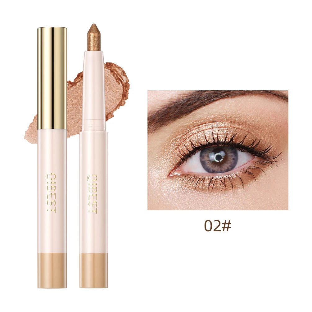 QIBEST Waterproof Pearlescent Eyeshadow Pencil Stick - Glitter Shimmer Highlighter Pen