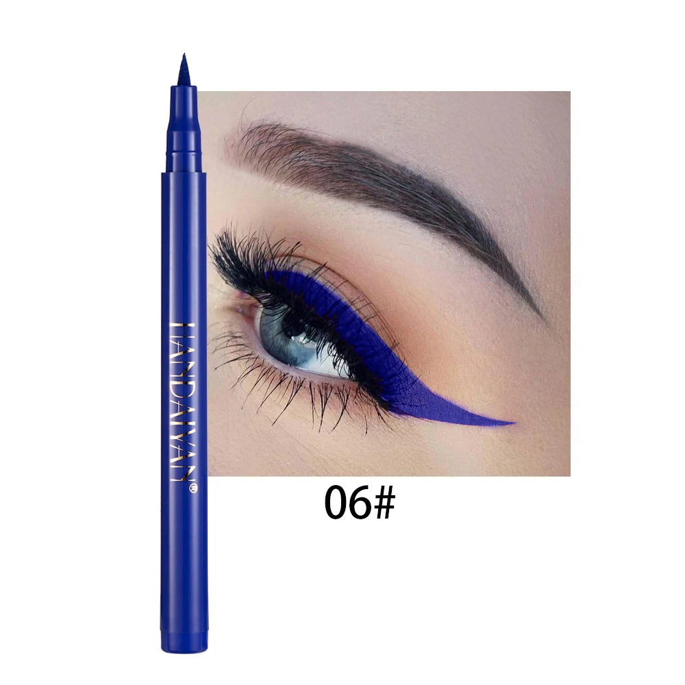 Waterproof Rainbow Matte Colorful Liquid Eye Liner Pencil - White Pink Long-Lasting