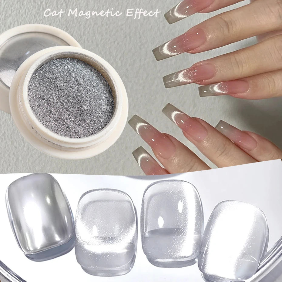 Aurora Cat Magnetic Nail Powder - Chrome Pigment Metallic Chameleon Effect Glitter