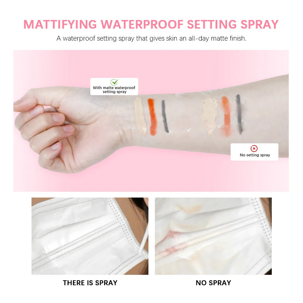 Mattifying Waterproof Setting Spray - Oil Control Non-Sticky Makeup Fixer for All Skin
