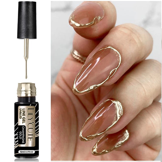 LILYCUTE 5ML Metallic Painting Liner Gel - Super Bright Gold Silver Mirror Drawing Gel