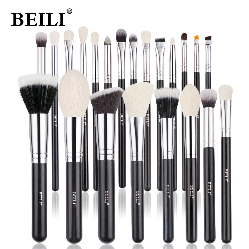 BEILI Black Makeup Brush Set - 30 Piece Professional Natural Goat Fiber Hair Set
