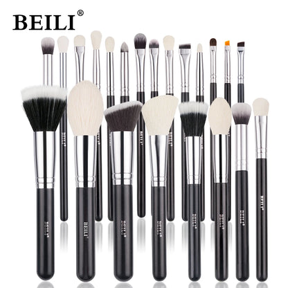 BEILI Black Makeup Brush Set - 30 Piece Professional Natural Goat Fiber Hair Set