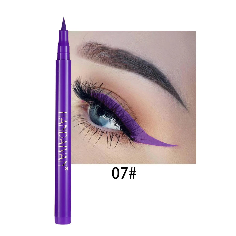 Waterproof Rainbow Matte Colorful Liquid Eye Liner Pencil - White Pink Long-Lasting