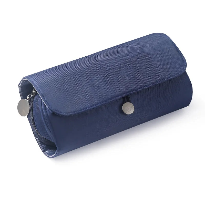 Waterproof Makeup Brush Rolling Bag - Foldable Travel Organizer for Cosmetic Tools