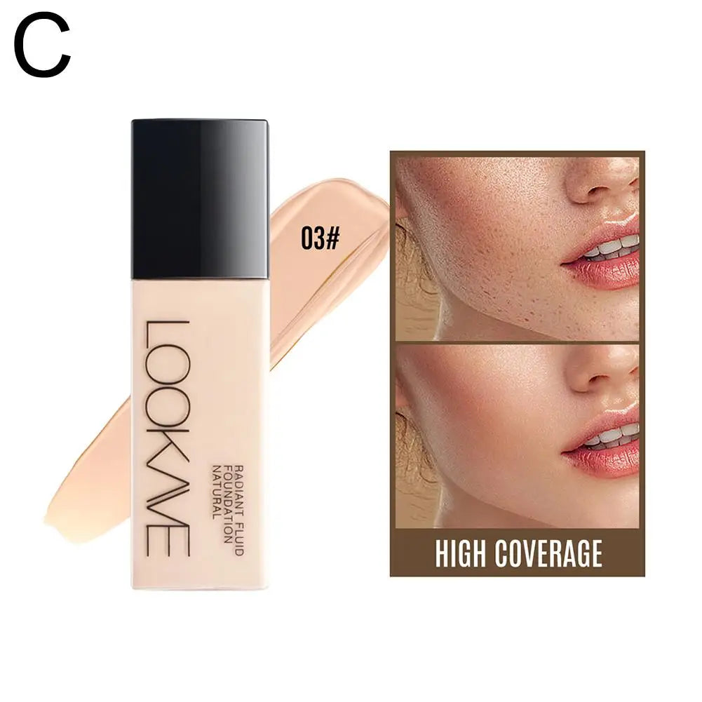 LOOKAVE Liquid Foundation - Long Lasting Full Coverage Natural Matte Moisturizing