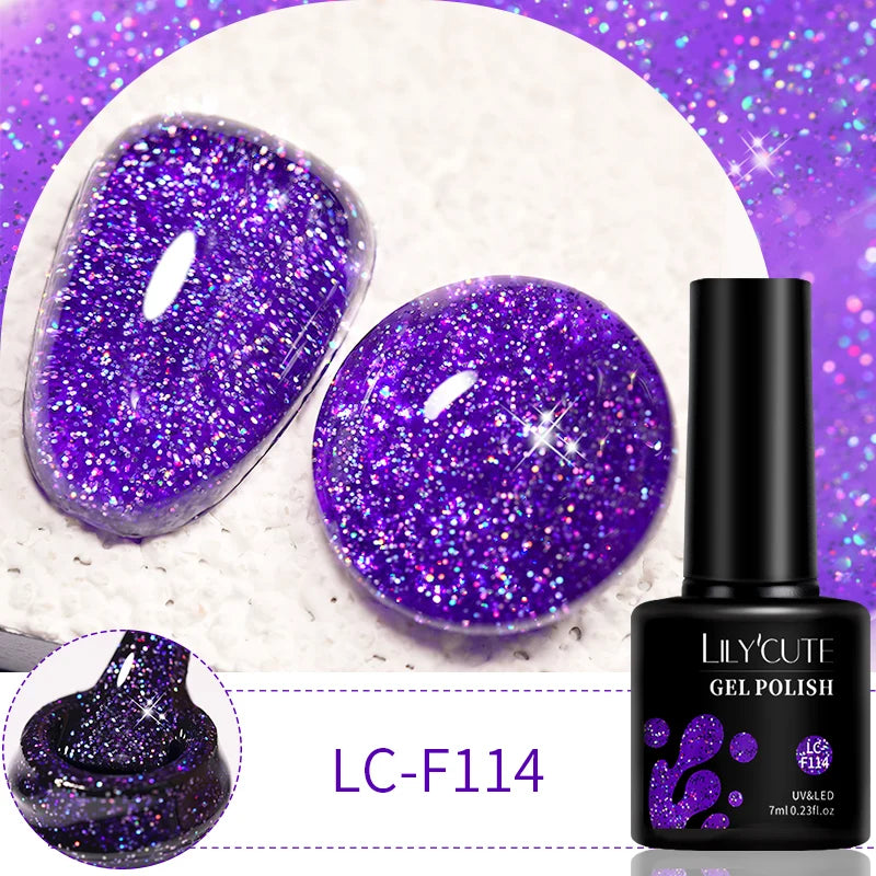 LILYCUTE 7ml 9D Cat Magnetic Gel Nail Polish - Iridescent Semi Permanent UV LED Gel Varnish