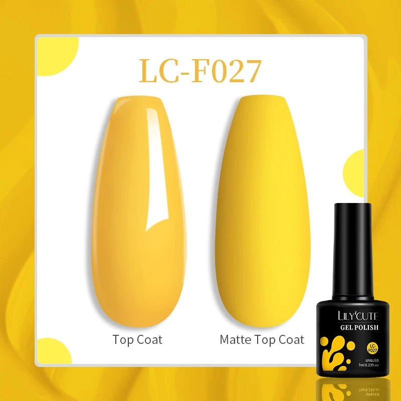 LILYCUTE 7ML Jelly Amber Gel Nail Polish - Semi Permanent UV Gel with Leopard Pattern Effect