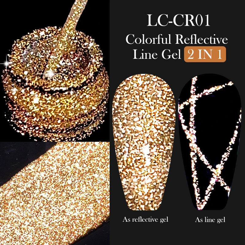 LILYCUTE 5ML Metallic Painting Liner Gel - Super Bright Gold Silver Mirror Drawing Gel