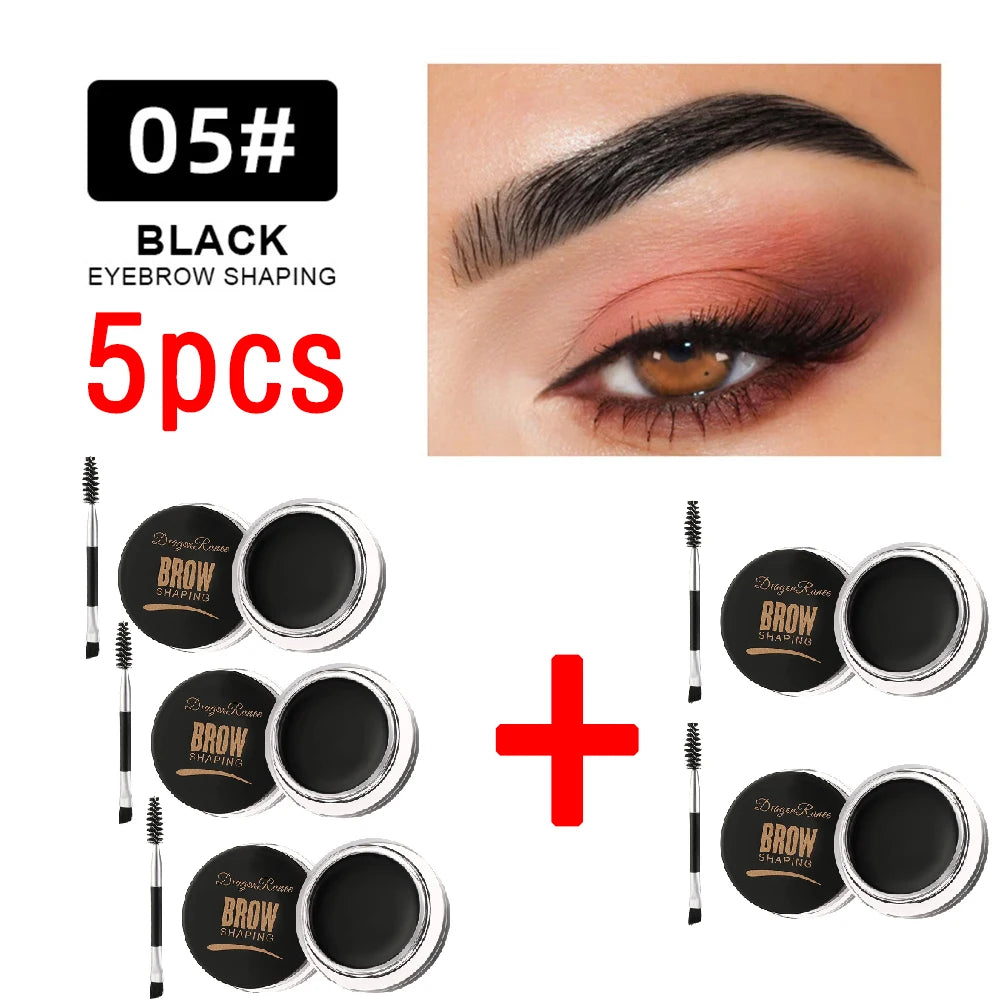 Matte Brown Black Wild Eyebrow Cream - 3D Natural Tint Gel Wax Waterproof Lasting