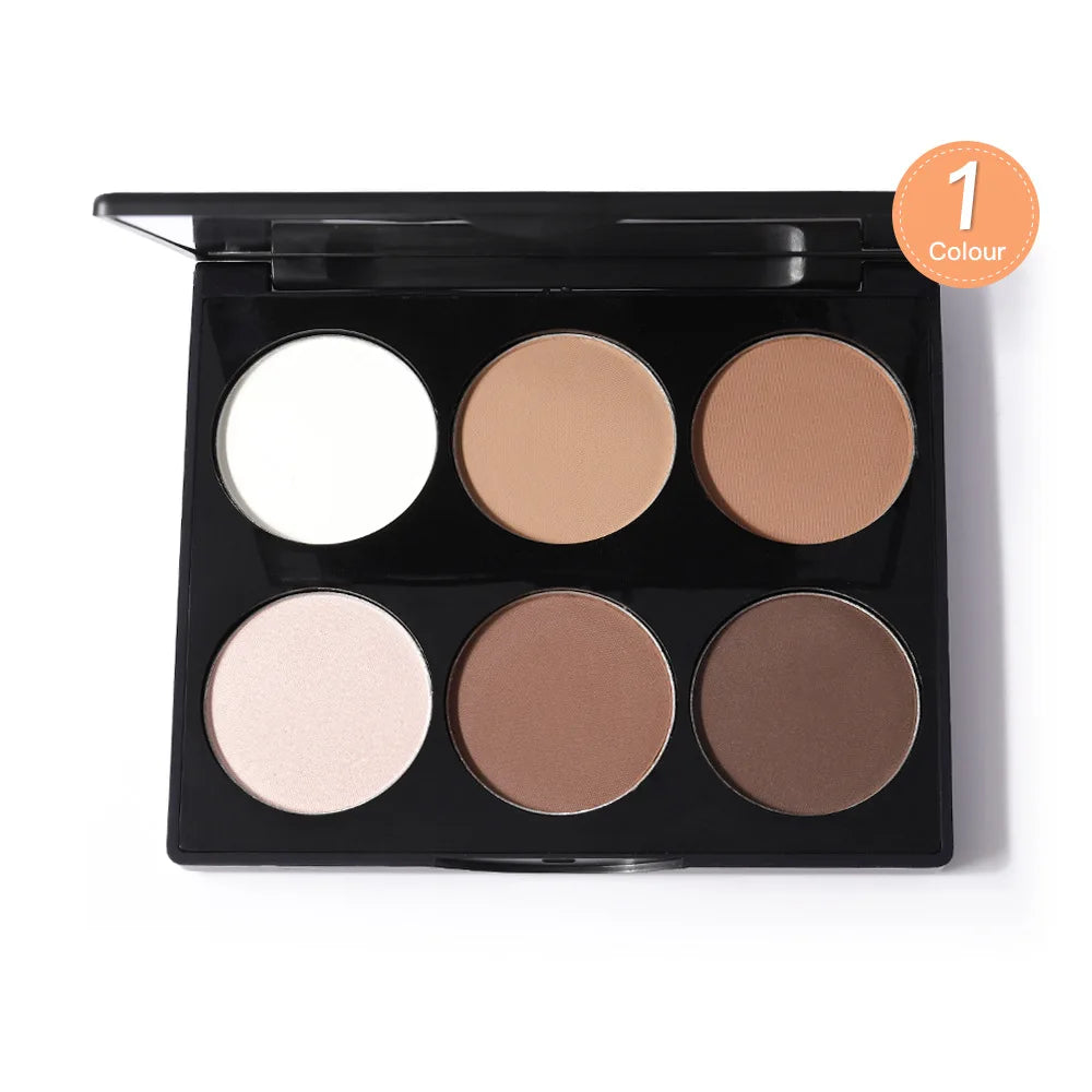 6 Colors Highlighter Contour Palette - 3D Bronzer Matte Professional Face Makeup