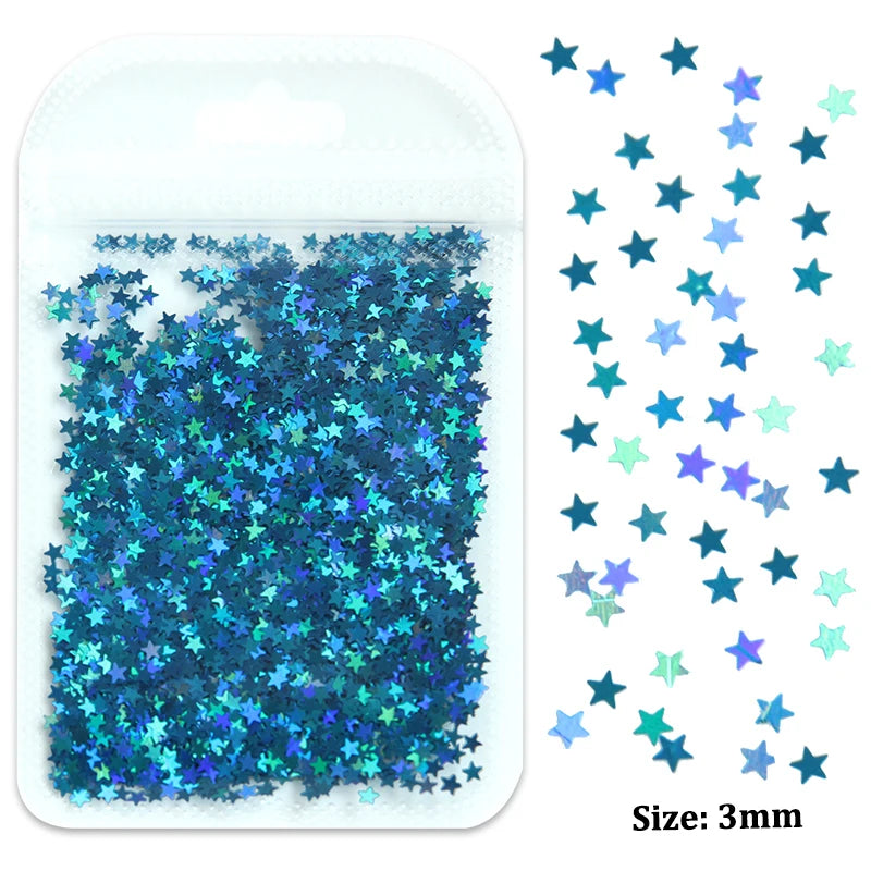 Holographic Nail Art Glitter - 2g Laser Star & Butterfly Sequins Flakes