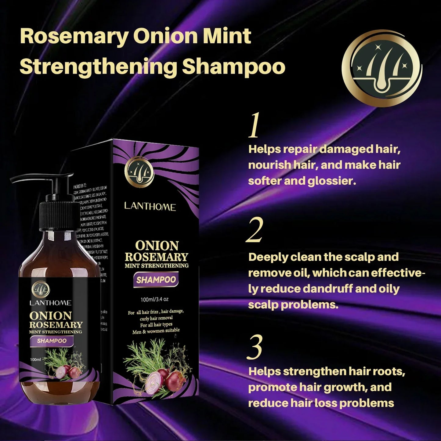 Rosemary & Onion Hair Growth Shampoo - Thickening & Volumizing Treatment (500ml)