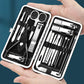 Home Nail Clipper Set - 19 Piece Large Size Dead Skin Pliers Eyebrow Clipper with Leather Sleeve