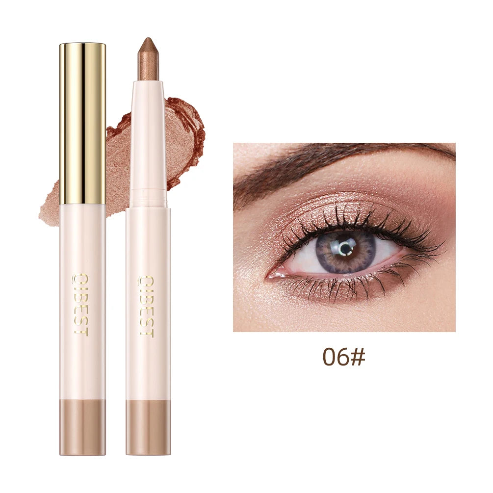 QIBEST Waterproof Pearlescent Eyeshadow Pencil Stick - Glitter Shimmer Highlighter Pen