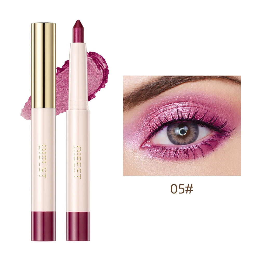 QIBEST Waterproof Pearlescent Eyeshadow Pencil Stick - Glitter Shimmer Highlighter Pen