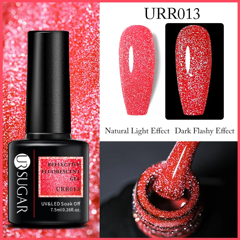 UR SUGAR 7.5ml Reflective Glitter Gel - Pink Sequins Nail Polish Semi-Permanent