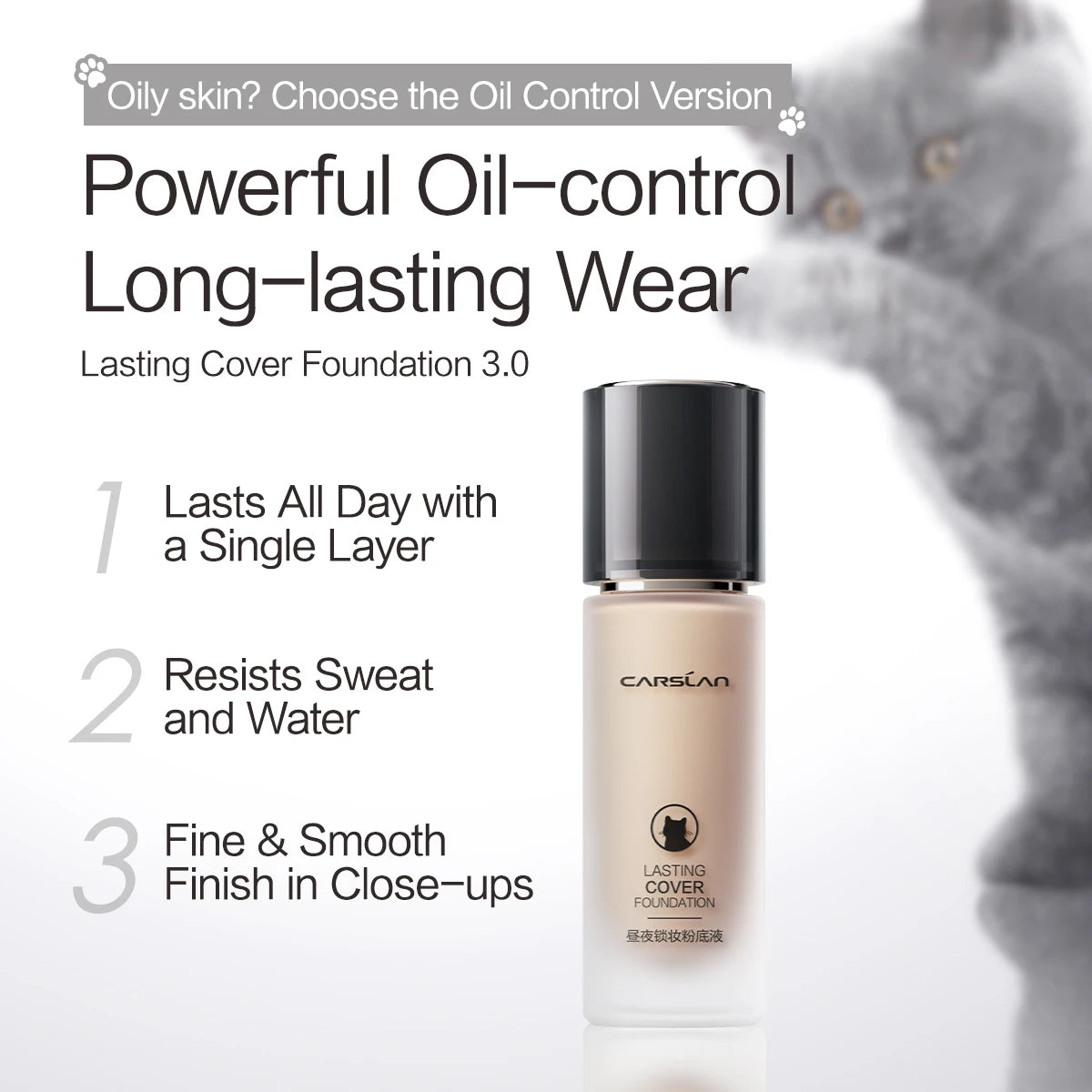 CARSLAN Long-Lasting Moisture Matte Liquid Foundation - Full Coverage Concealer
