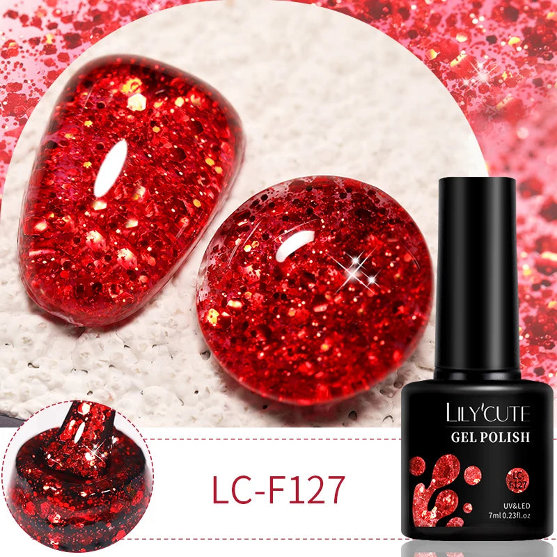 LILYCUTE 7ml 9D Cat Magnetic Gel Nail Polish - Iridescent Semi Permanent UV LED Gel Varnish