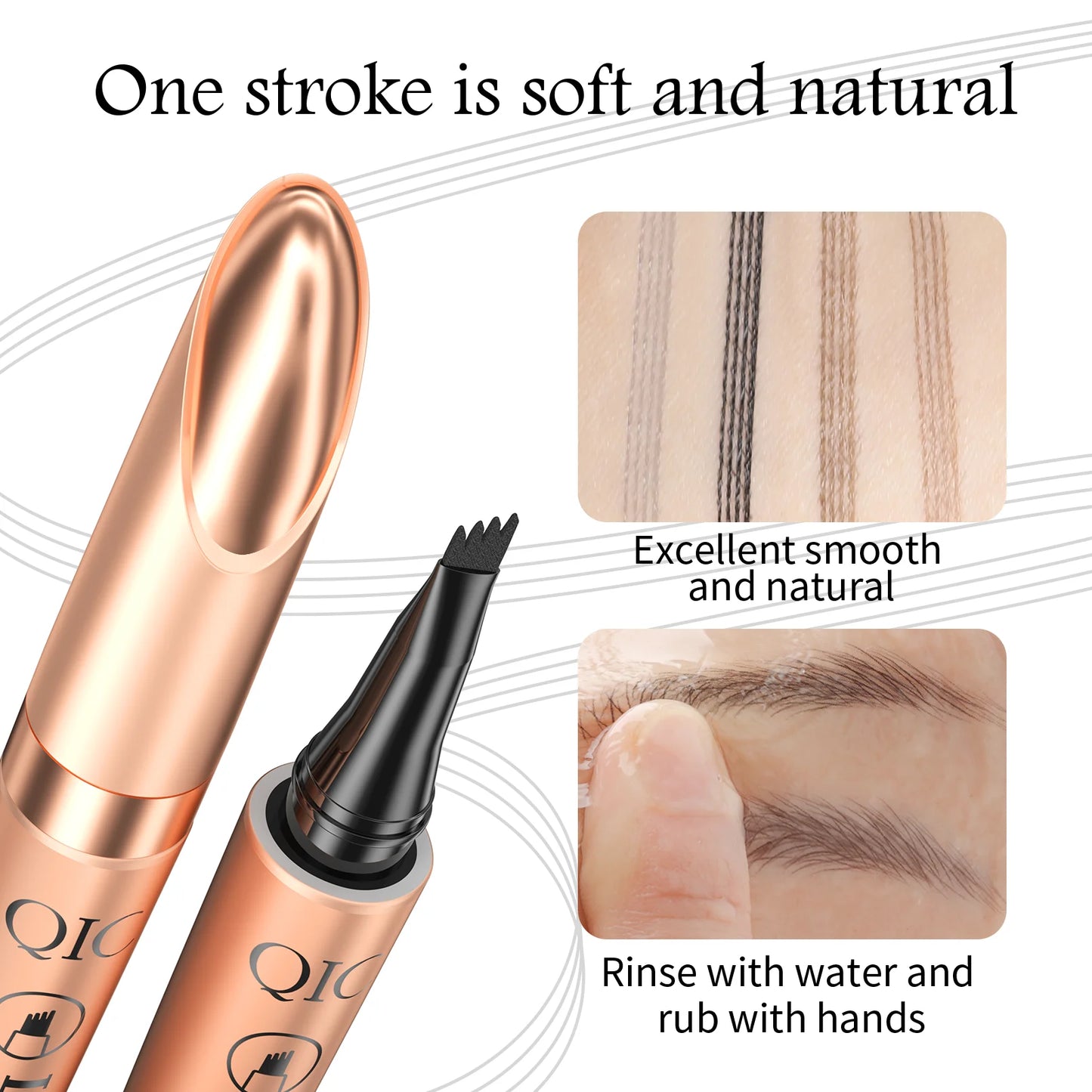 Eyebrow Pencil Liquid Waterproof - 4 Tip Microblade Pen Long-Lasting Natural