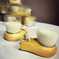 Wood Handle Facial Cleansing Brush - Manual Soft Silicone Face Massager for Pore Cleaning