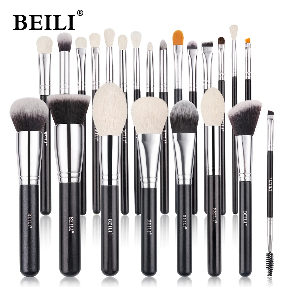 BEILI Black Makeup Brush Set - 30 Piece Professional Natural Goat Fiber Hair Set