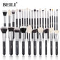 BEILI Black Makeup Brush Set - 30 Piece Professional Natural Goat Fiber Hair Set