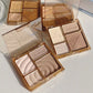 4 Colors Brown Blush Highlighter Contour Palette - Waterproof Long-Lasting Matte