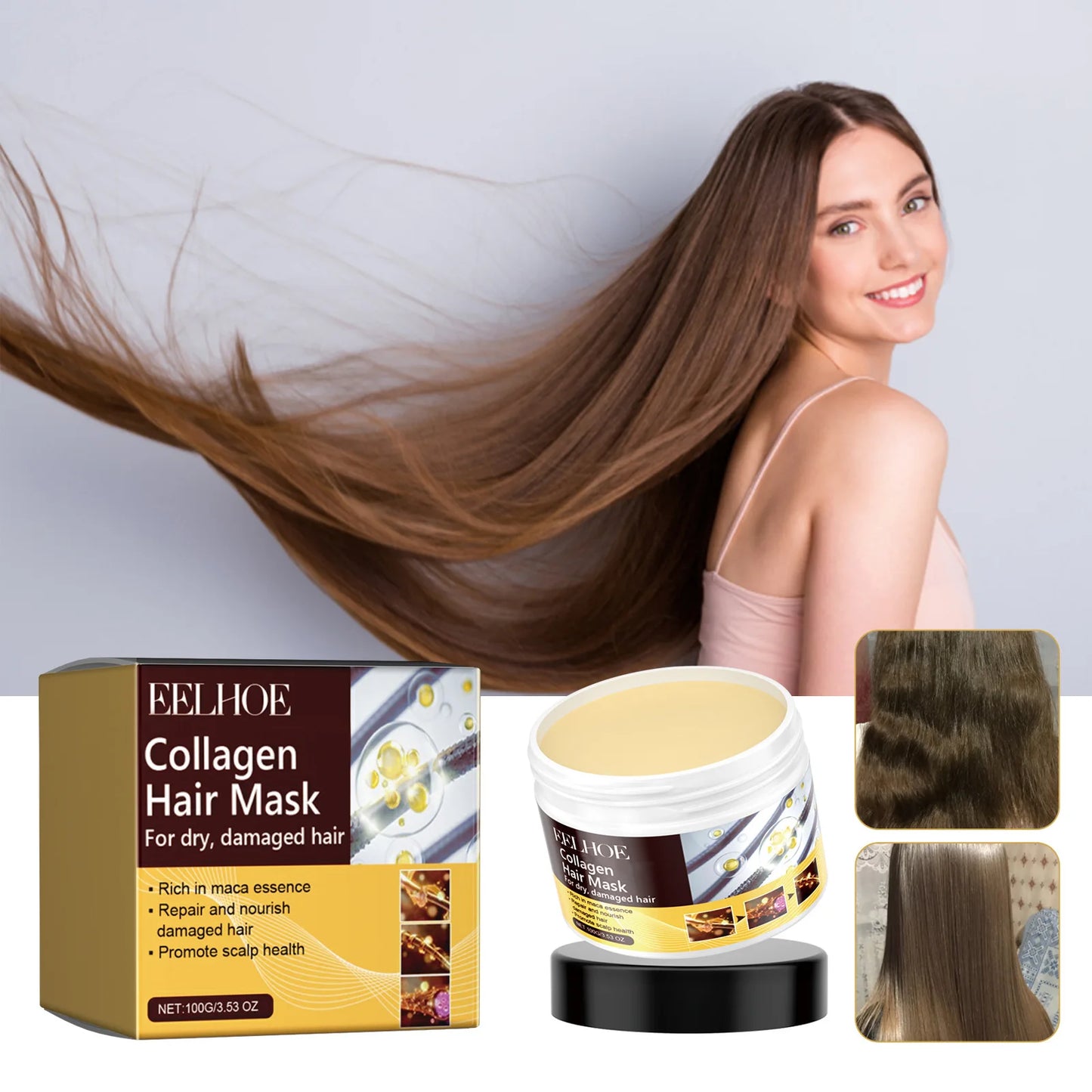 EELHOE Deep Conditioning Hair Mask - Collagen Hydration Treatment for Damaged Hair (100g)